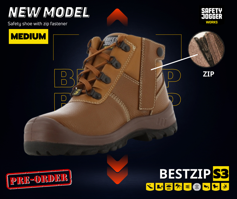 (Pre-Order)Safety Jogger รุ่น BESTZIP S3 รองเท้าเซฟตี้หนังแท้หุ้มข้อ
